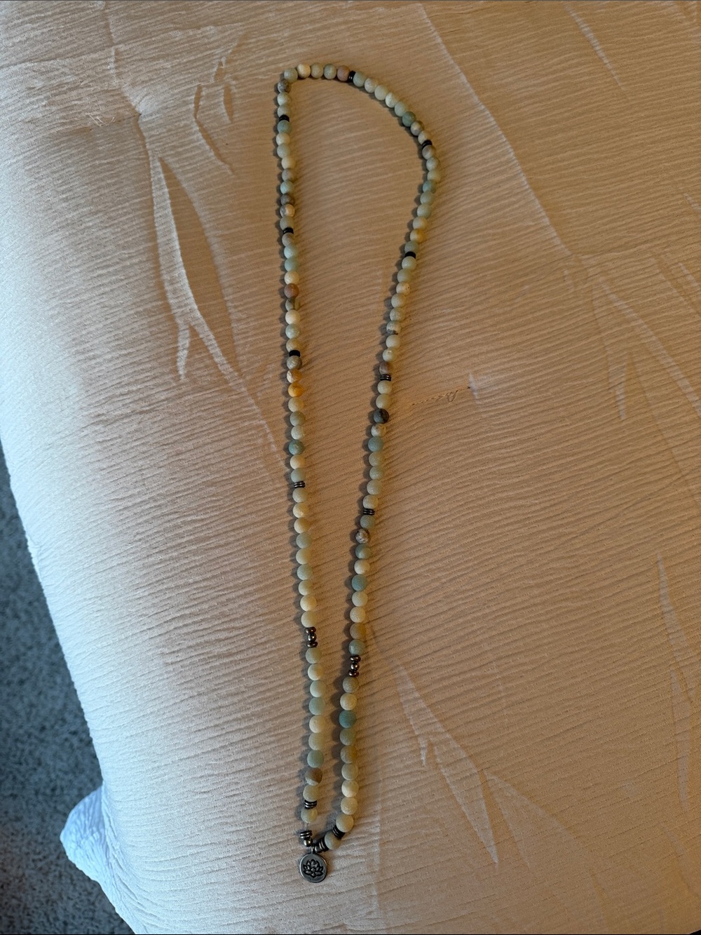 Beaded Multi-Tone Necklace with Silver Accent Pendant - Women Jewelry
